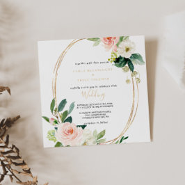 Invitación Verdor y Boda floral elegante geométrico de oro