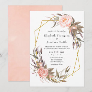 Invitación Verdor y Boda floral rosa Rubor