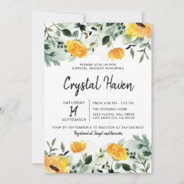 Invitación Verdor y ducha de novia floral amarilla