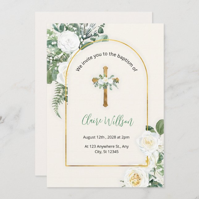 Invitación Verdor Y La Cristiandad Del Bautismo De Oro (Anverso / Reverso)