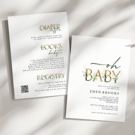 Invitación Verdor y oro todo en un Baby Shower