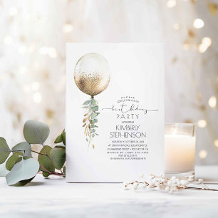 Invitación Verdor y Purpurina de oro Balón elegante cumpleaño