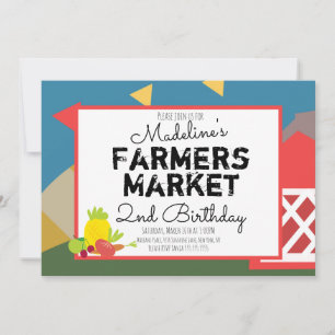 Invitación  Verduras divertidas del mercado de agricultores C