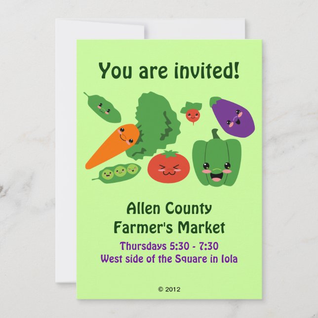 Invitación Verduras felices (Anverso)