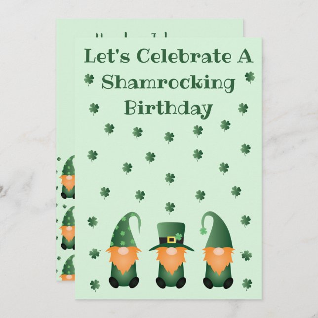 Invitación Vergonzosos gnomos de celebración de cumpleaños (Anverso / Reverso)