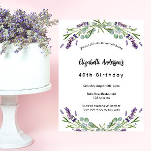 Invitación Vergüenza de cumpleaños florals eucalipto vegetaci