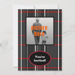 Invitación Verificar Cuadro Blanco Rojo Negro Cumpleaños Fies
