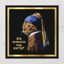 Vermeer Falso Gato Con Arete De Perla Señora Gatos