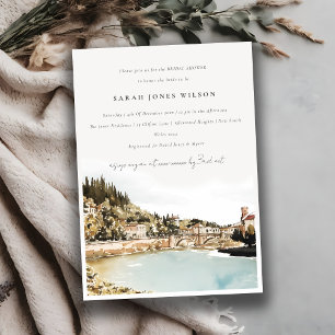 Invitación Verona Adige River Italy Watercolor Bridal Shower