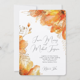 Invitación Verona Sunset Gold Floral Elegante Boda