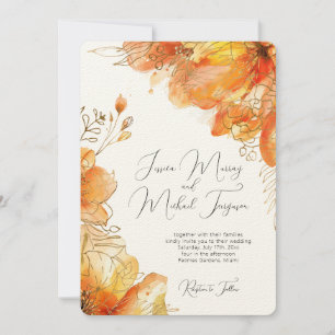Invitación Verona Sunset Gold Floral Elegante Boda