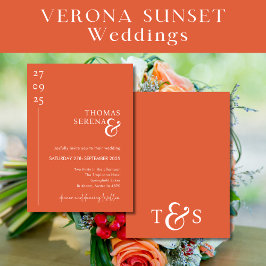 Invitación Verona Sunset Naranja Boda Minimalista moderno