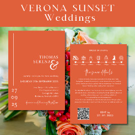 Invitación Verona Sunset Naranja QR Código Timeline Itinerari