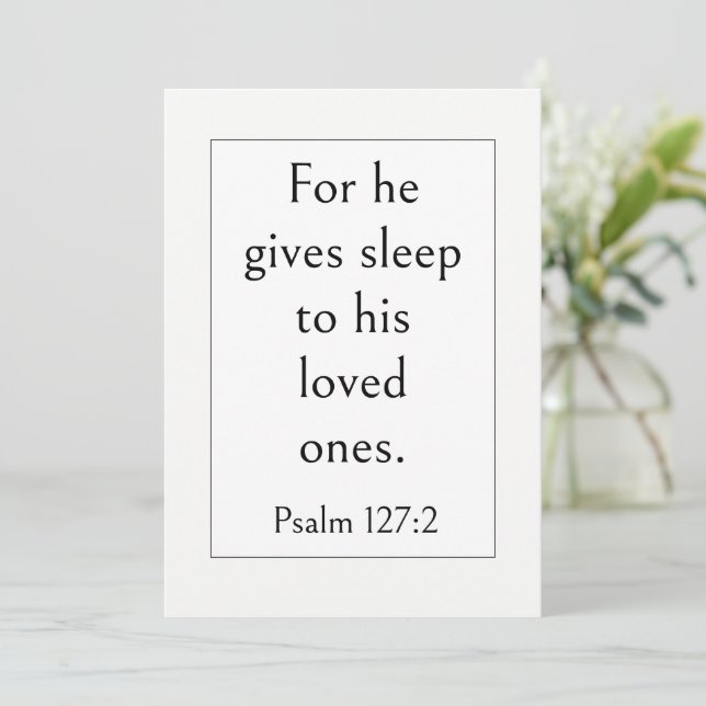 Invitación Versículo Bíblico para Dormir, Salmo 127:2, Modern (Anverso de pie)