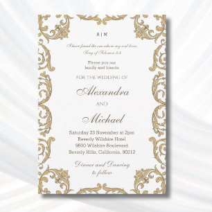 Invitación Versículo de la Biblia Barroca Ornamentada Boda Cr