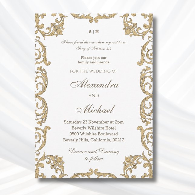 Invitación Versículo de la Biblia Barroca Ornamentada Boda Cr (Subido por el creador)