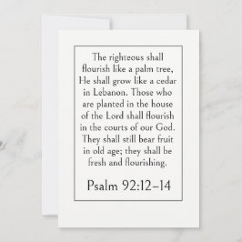 Invitación Versículo de la Biblia de jubilación, Salmo 92:12-