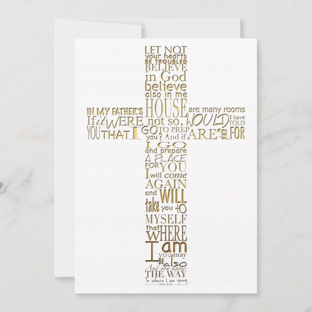 Invitación Versos bíblicos del servicio conmemorativo de oro  (Anverso)