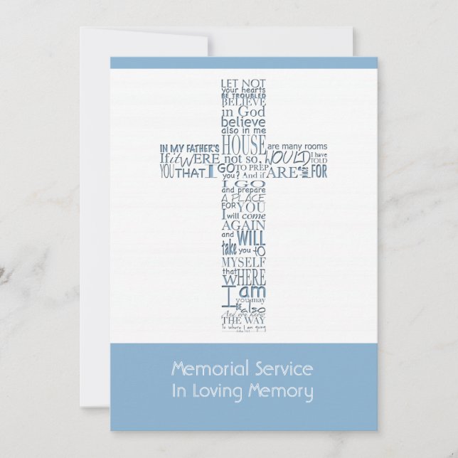 Invitación Versos bíblicos del servicio conmemorativo John 14 (Anverso)