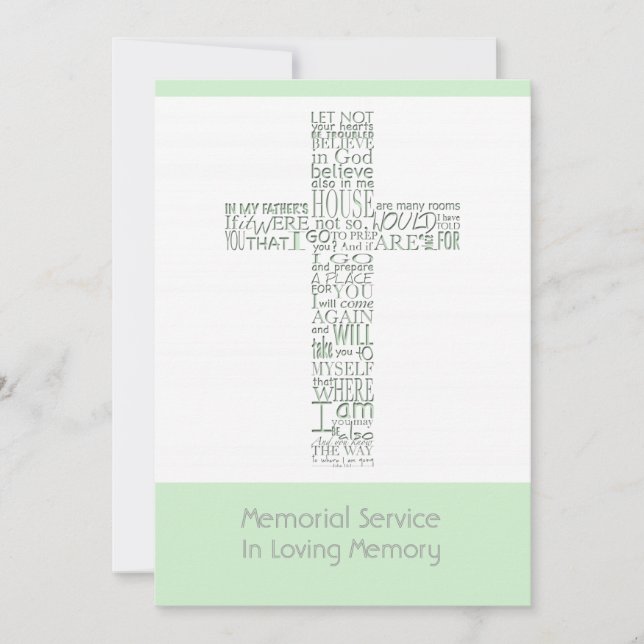 Invitación Versos bíblicos del servicio conmemorativo John 14 (Anverso)