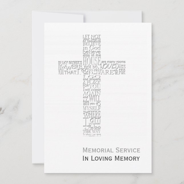 Invitación Versos bíblicos del servicio conmemorativo John 14 (Anverso)