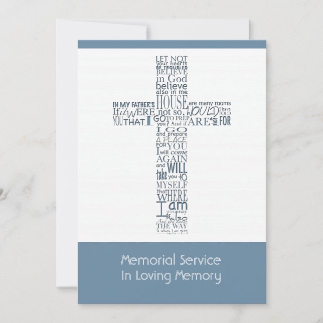 Invitación Versos bíblicos del servicio conmemorativo John 14 (Anverso)