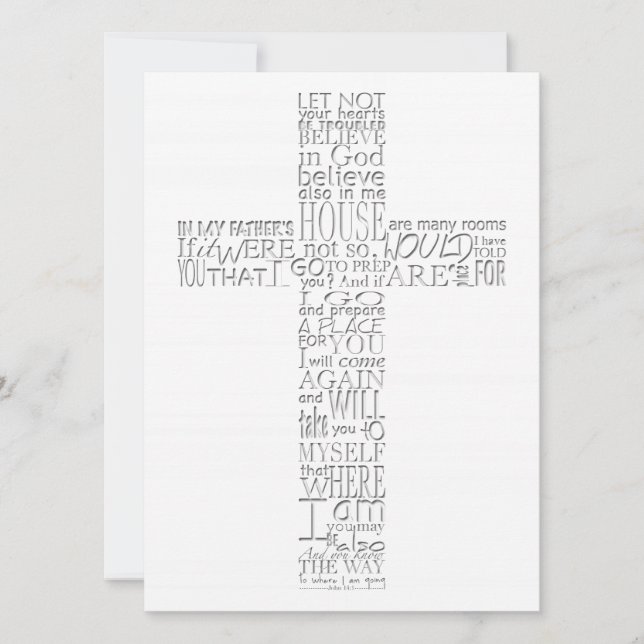 Invitación Versos bíblicos del servicio conmemorativo John 14 (Anverso)