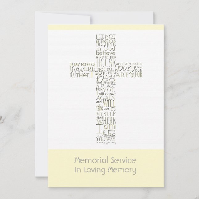 Invitación Versos bíblicos del servicio conmemorativo John 14 (Anverso)