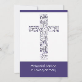 Invitación Versos bíblicos del servicio conmemorativo púrpura