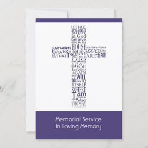 Invitación Versos bíblicos del servicio conmemorativo púrpura
