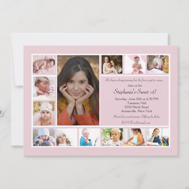 Invitación vertical de la foto del collage de (Anverso)