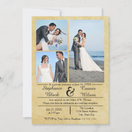 invitación vertical de papel-Boda de 3/4 fotos