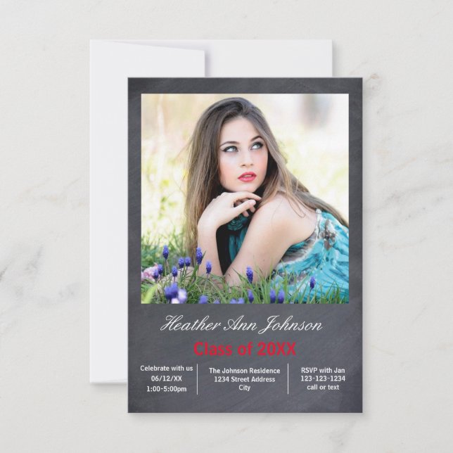 Invitación vertical de tablero de fotos - 3x5 Grad (Anverso)