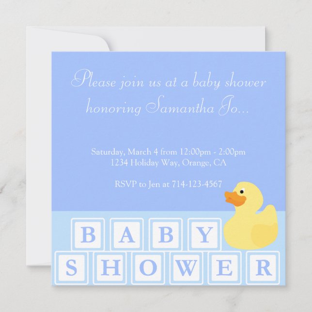 Invitación Vertical del pato de Baby Shower (Anverso)