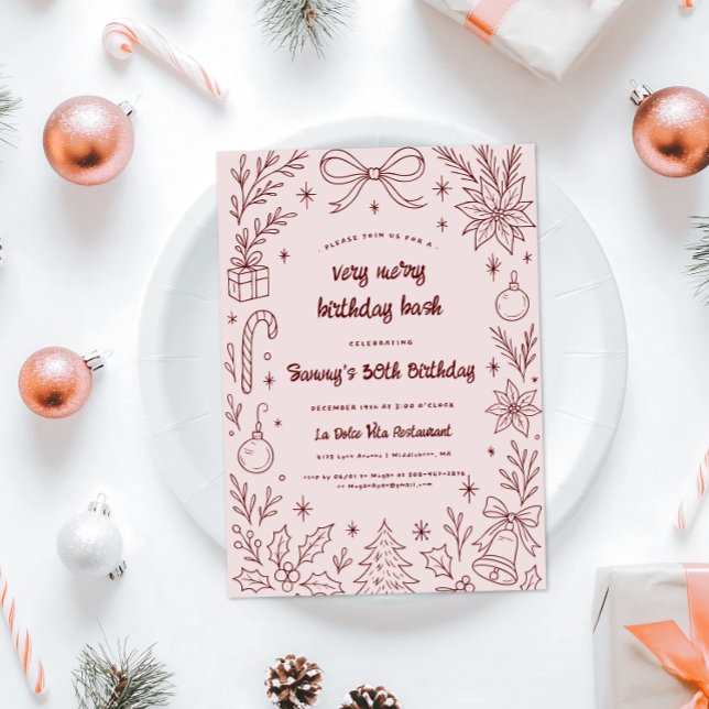 Invitación Very Merry Birthday Bash | Christmas Party (Subido por el creador)