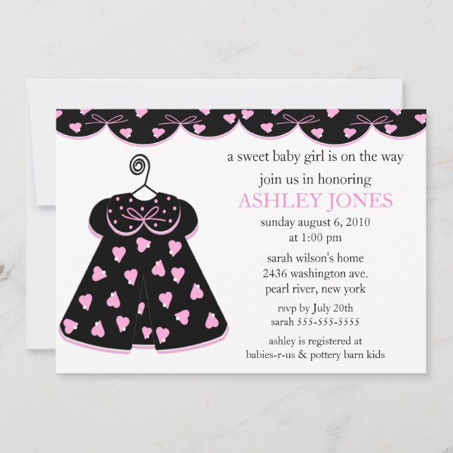 Invitación Vestido adorable Baby Shower del bebé (Anverso)