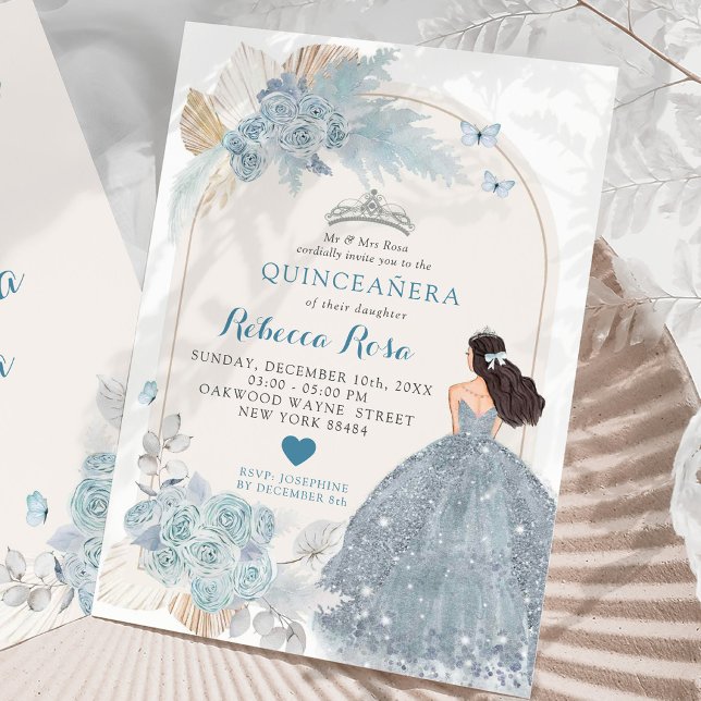 Invitación Vestido azul claro Boho Princesa Quinceañera (Subido por el creador)