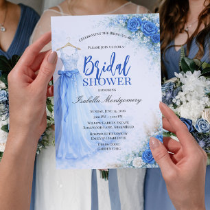 Invitación Vestido azul de dama de honor ducha nupcial
