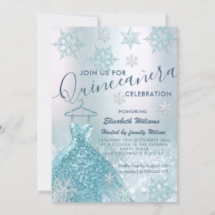 Invitación Vestido azul de invierno lúgubre purpurinoso sombr