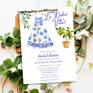 Invitación Vestido Azul Italiano La Dolce Vita Bridal Shower