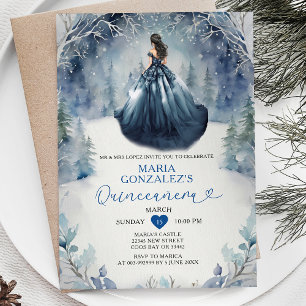 Invitación Vestido azul marino de nieve de invierno Quinceañe