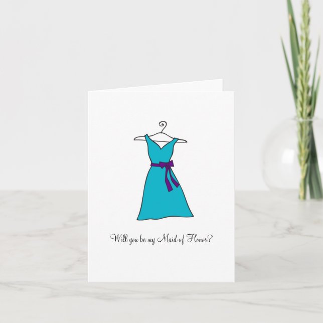 Invitación Vestido azul, ¿será mi empleada de honor? (Anverso)