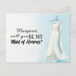 Invitación Vestido azul "usted será mi criada del honor "