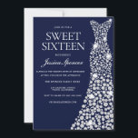 Invitación Vestido blanco azul de la Marina 16 Invitar<br><div class="desc">Dulce dulce de vestir azul marino 16 Invitar a las variaciones de la invitación y los artículos coincidentes en nuestra tienda</div>