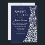 Invitación Vestido blanco azul de la Marina 16 Invitar<br><div class="desc">Dulce dulce de vestir azul marino 16 Invitar a las variaciones de la invitación y los artículos coincidentes en nuestra tienda</div>