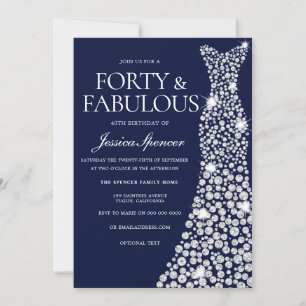Invitación Vestido blanco azul de la Marina 40 fabulosa fiest
