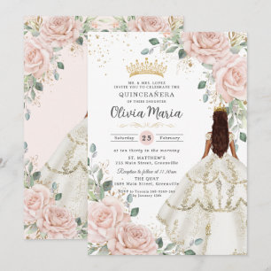 Invitación Vestido blanco floral de Rubor Princesa Gown Quinc