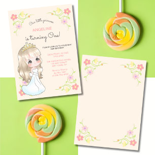 Invitación Vestido blanco Princesa Floral Cumpleaños