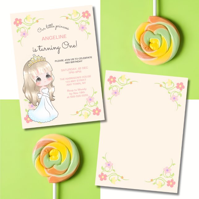 Invitación Vestido blanco Princesa Floral Cumpleaños (Subido por el creador)