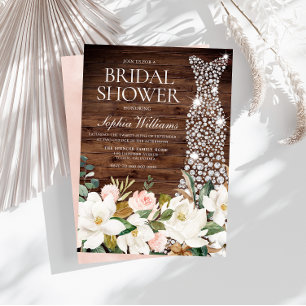 Invitación Vestido blanco Rubor Rústico blanco ducha de novia